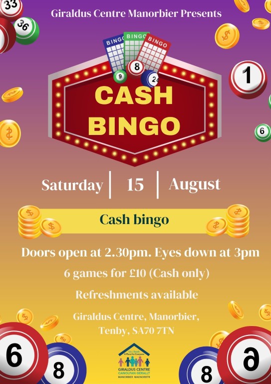 Cash Bingo at Giraldus Centre Manorbier
